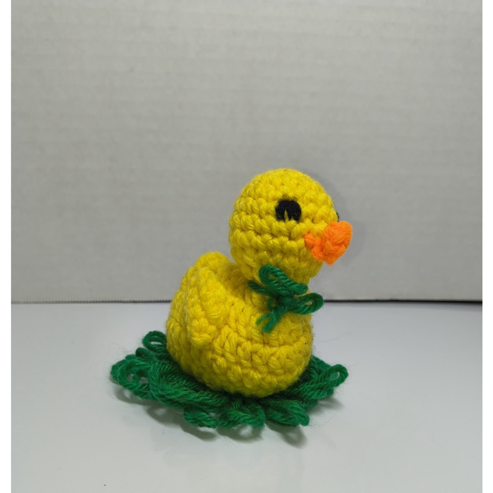 Crochet Duck On Grass Handmade‎ Amigurumi Pet~ Jeep~ Easter Basket~Friend Gift